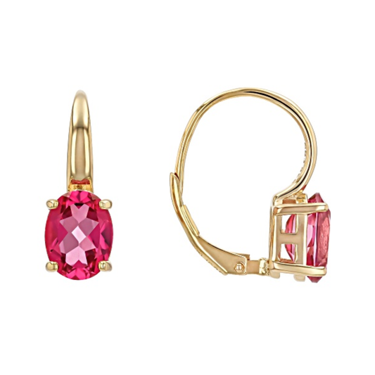 Aretes con Topacio Rosa en Baño de Oro Amarillo 18K sobre Plata Esterlina (4.05 cttw)