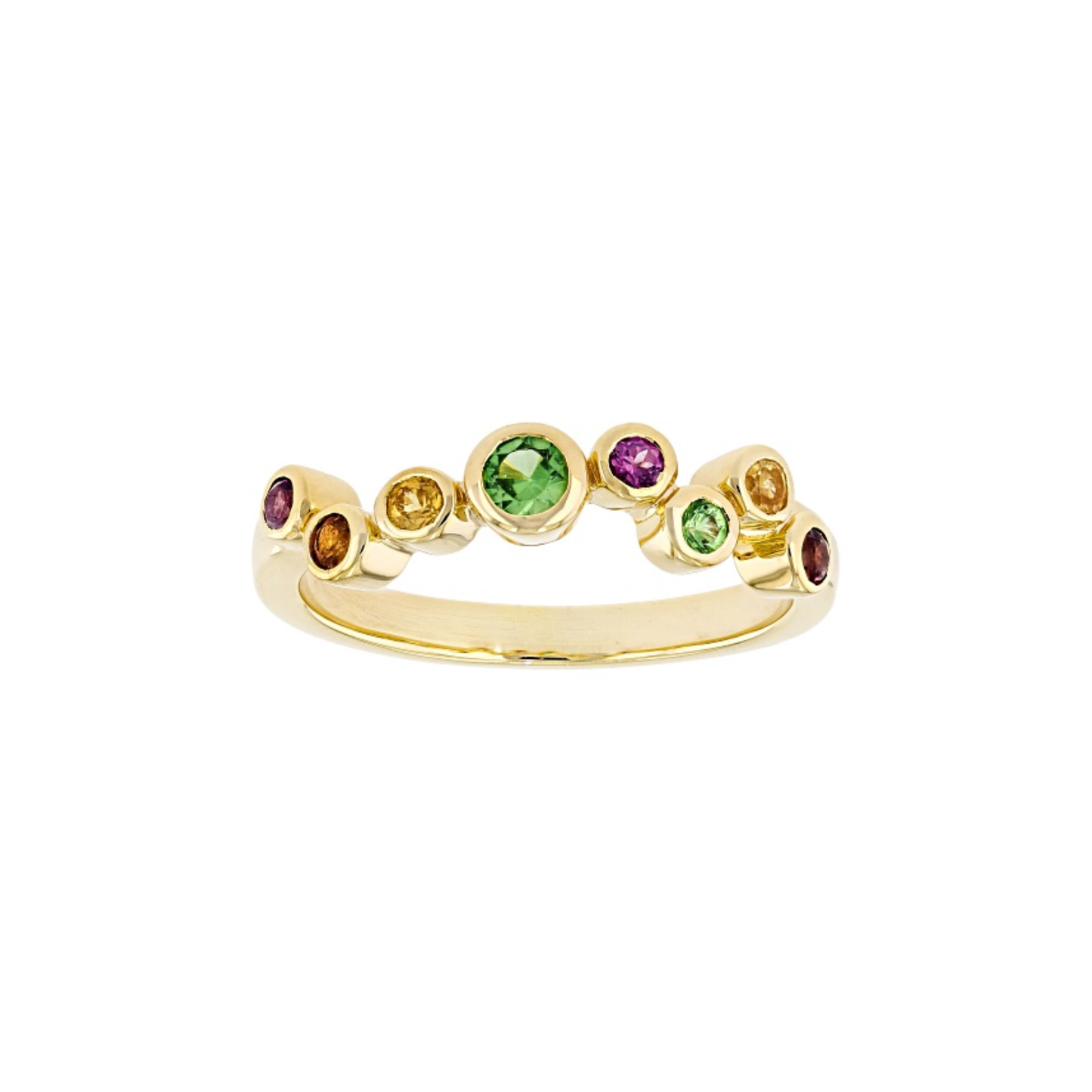 Anillo con Gemas Multicolor en Baño de Oro Amarillo 18K sobre Plata Esterlina (0.43 cttw)
