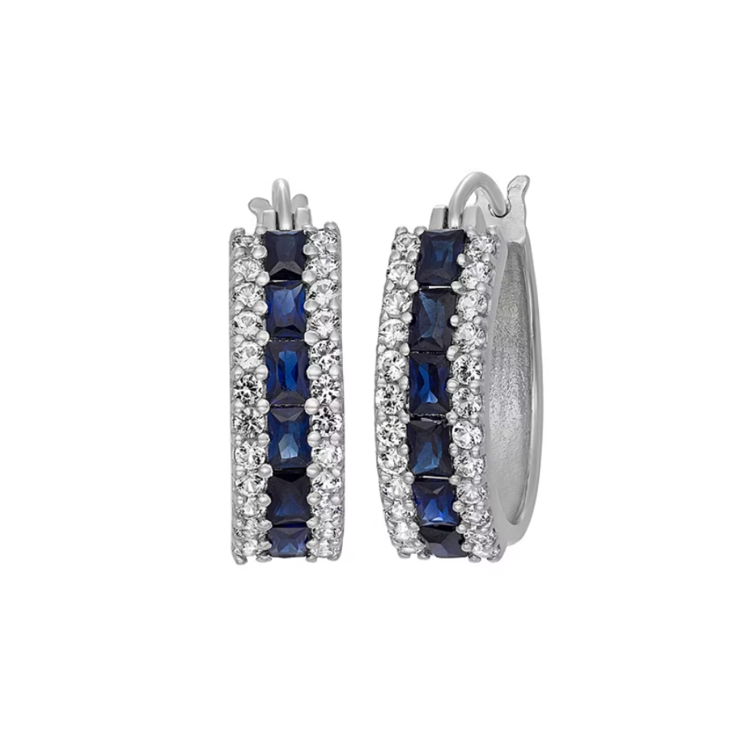 Aretes Arracadas Zafiro Azul de Laboratorio en Plata