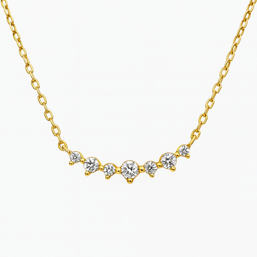 Collar Diamante de Laboratorio en Plata con Baño de Oro 17.5