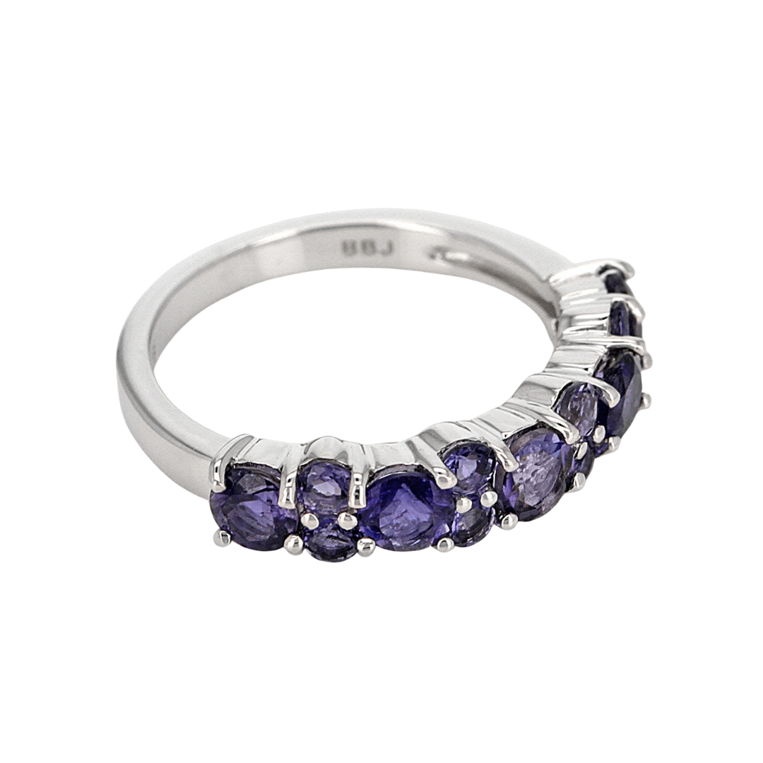 Anillo Iolita Morada 1.16cttw Plata con baño de Rodio