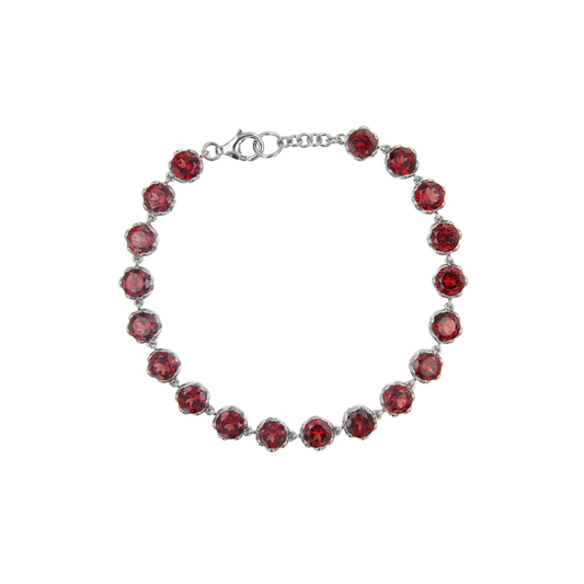 Brazalete Tennis Granate 17.44cttw Plata con baño de Rodio 7.25 In