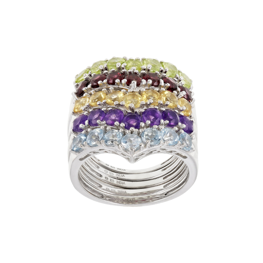 Anillo Churumbela Piedra Natural Plata con Baño de Rodio