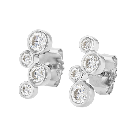 Aretes Studs Moissanita 1.02 cttw Plata con Baño de Platino