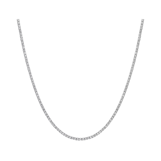 Collar Tennis con zafiro blanco de laboratorio en plata esterlina (14”)