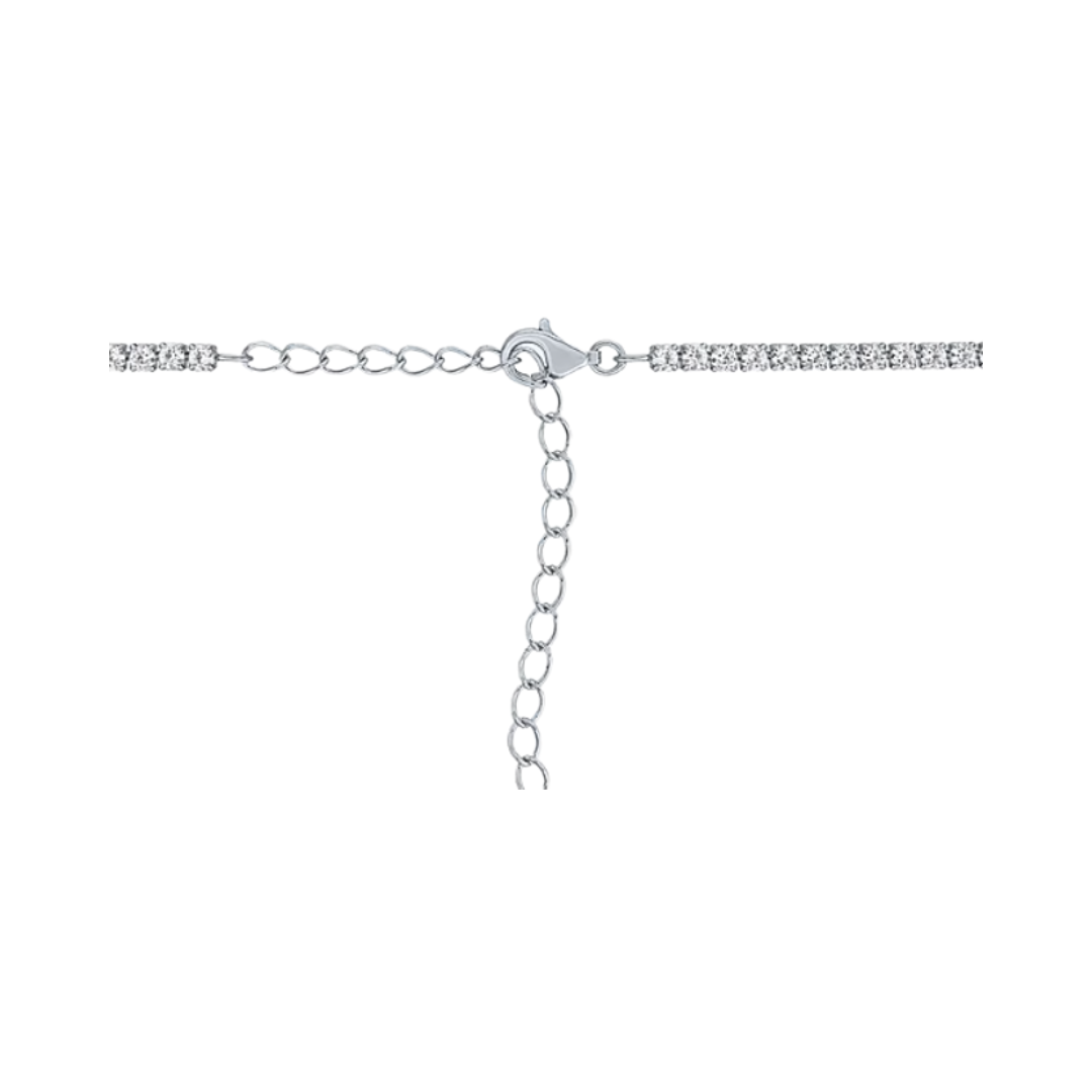 Collar Tennis con zafiro blanco de laboratorio en plata esterlina (14”)