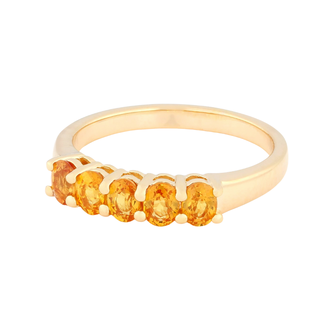 Anillo Zafiro Naranja 0.81cttw en Plata con Baño de Oro 18k