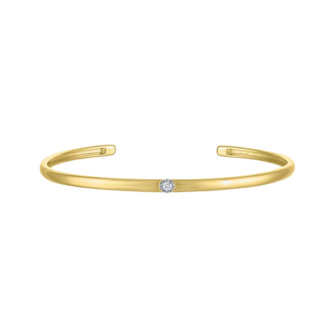 Pulsera Con Diamante de Laboratorio en Plata con Baño de Oro 14k