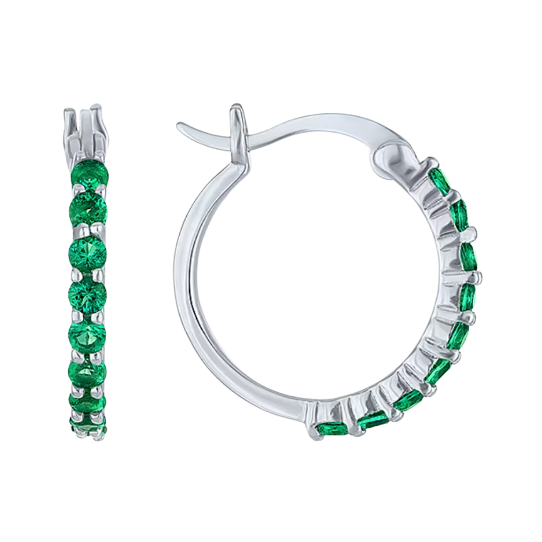 Arracadas Esmeralda de Laboratorio en Plata