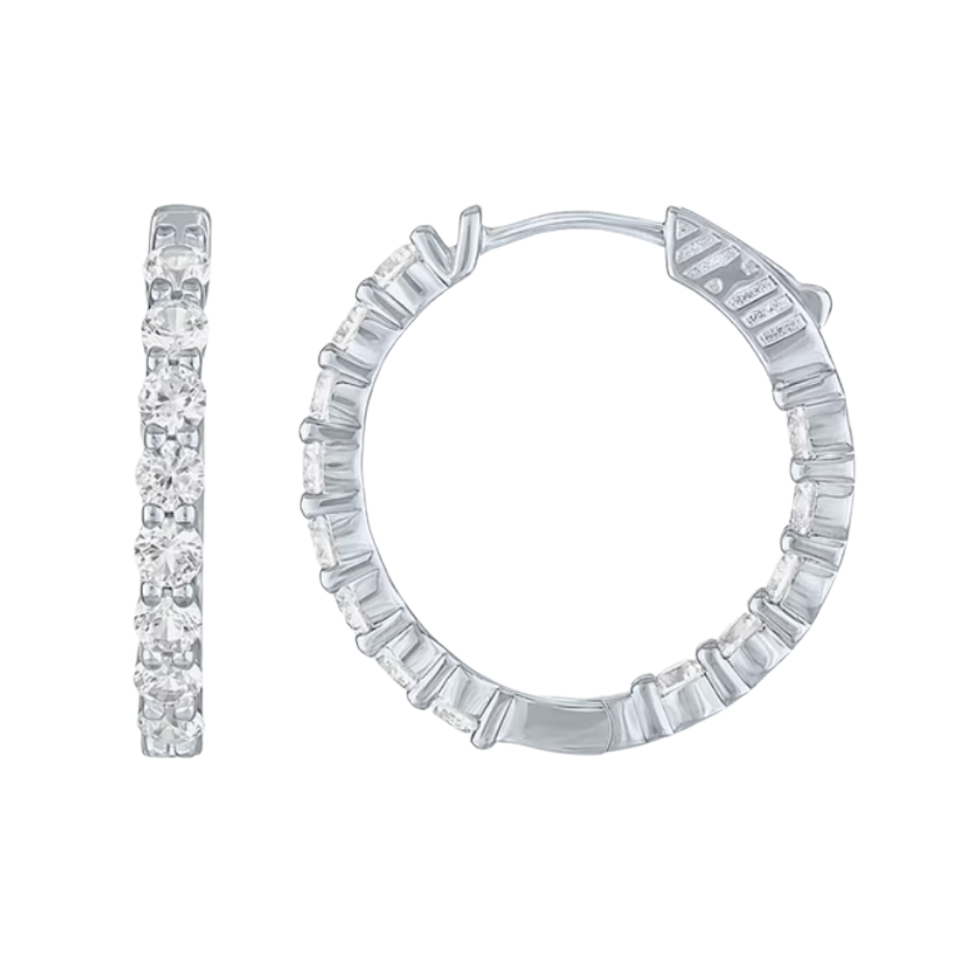 Aretes Arracadas Zafiro Blanco de Laboratorio 25mm En Plata