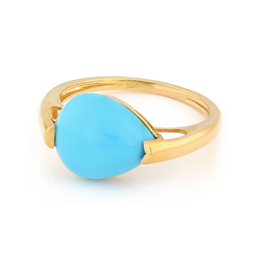 Anillo Turqueza "Sleeping Beauty" en Plata con Baño de Oro