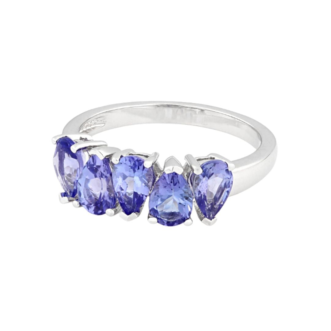 Anillo Churumbela Tanzanita 1.55ctw Plata baño de Rodio