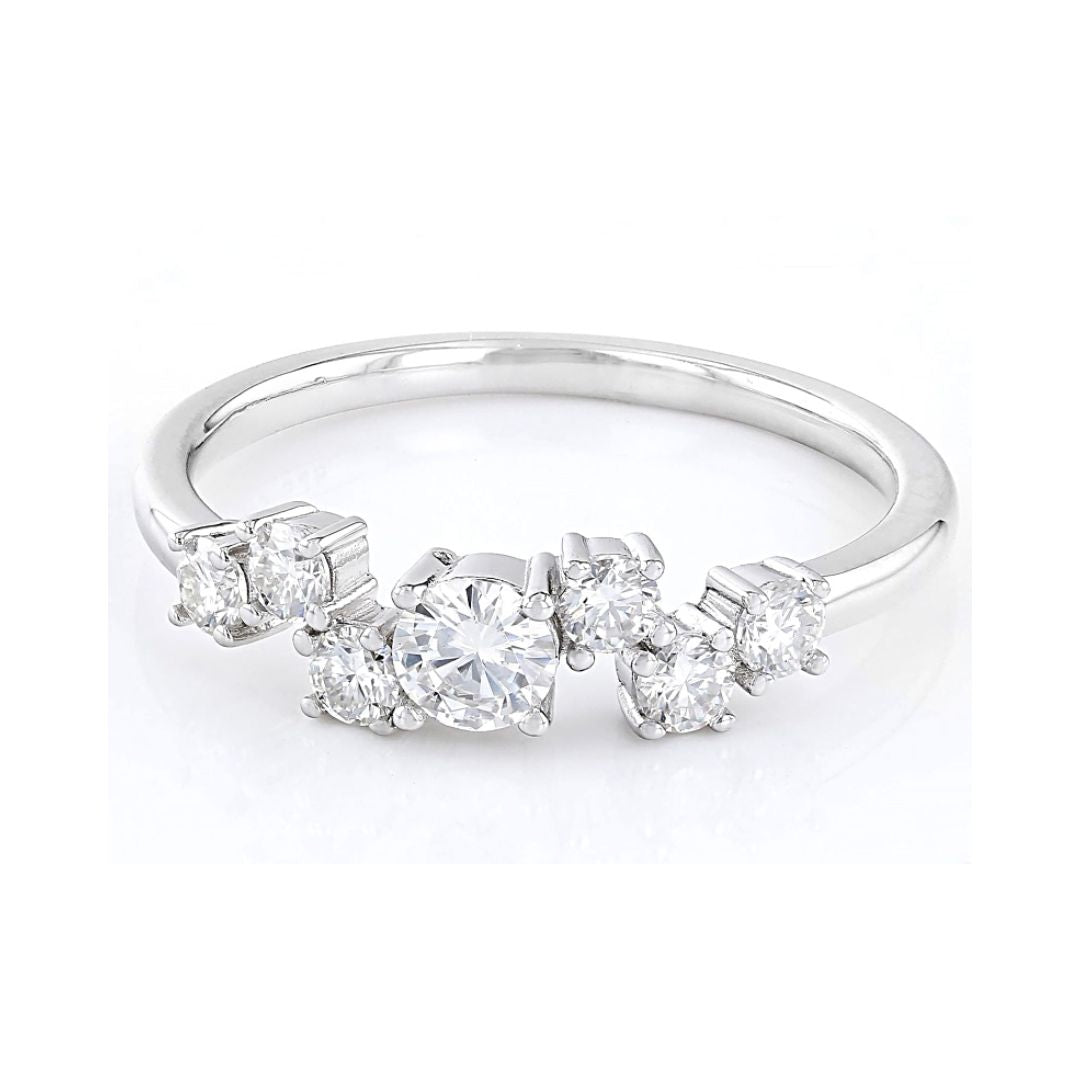 Anillo Churumbela Moissanita 0.59ctw Plata con baño de platino y rodio