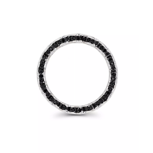 Anillo Churumbela Espinela Negra Eternity en Plata con Baño de Rodio 1.90cttw