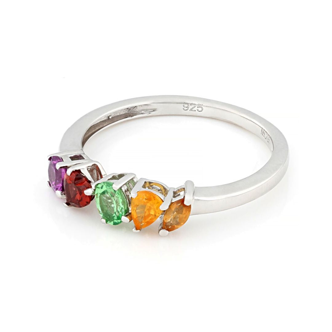 Anillo Churumbela Multi Granate en Plata 0.79ctw