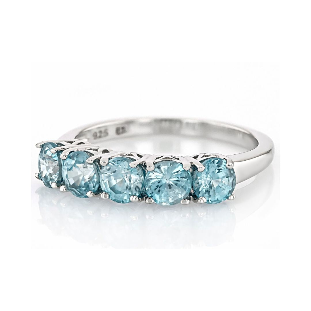 Anillo Churumbela Circón Azul de Cambodia en Plata 1.95ctw