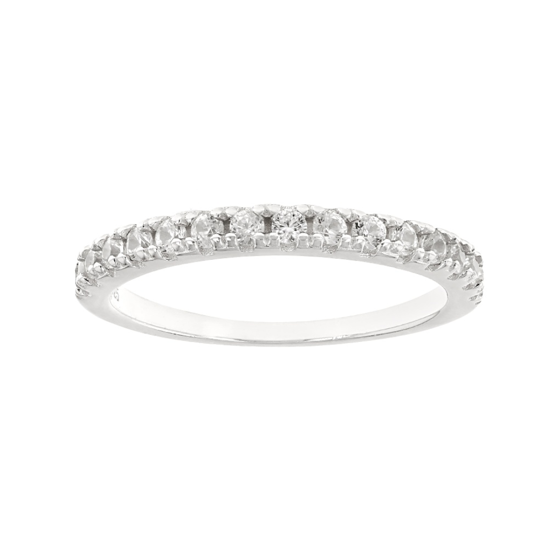 Anillo Churumbela Circón Blanca Plata con Baño de Rodio 0.35ctw