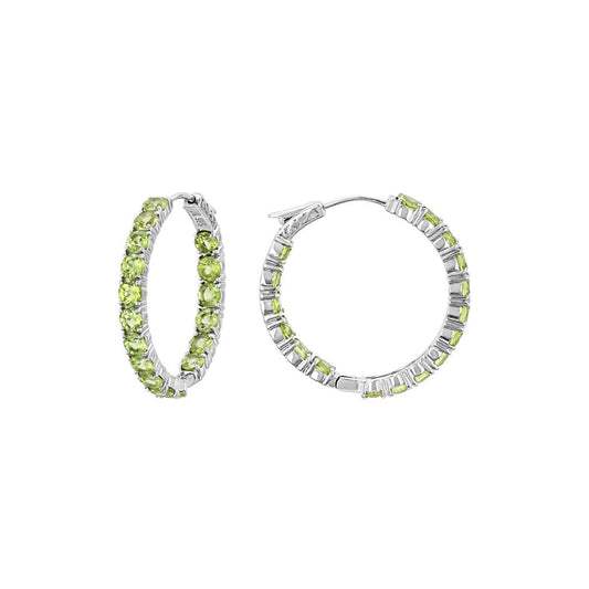 Aretes Arracadas Peridoto 8.84ctw en Plata con baño de Rodio