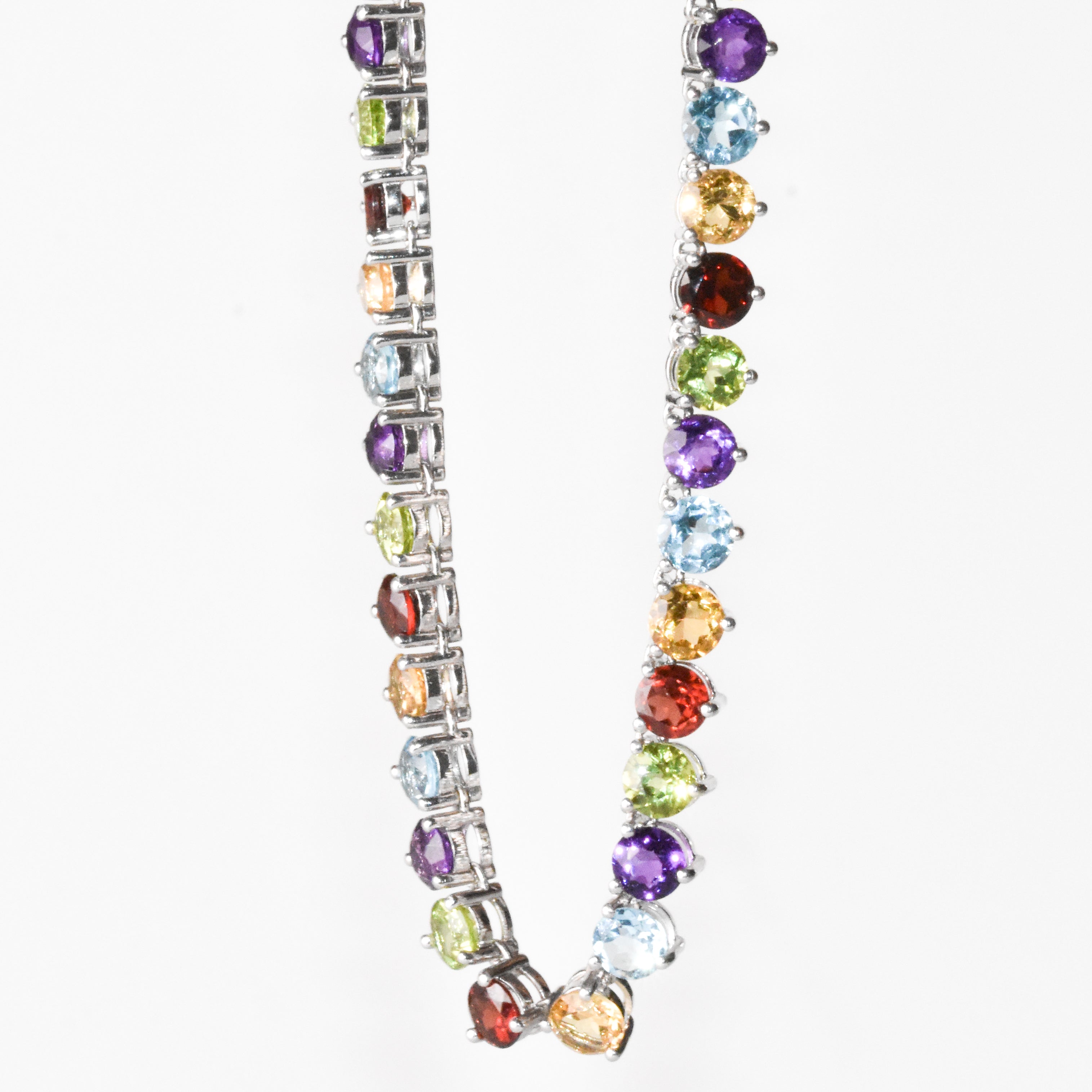 Collar multigemma natural de 30cttw en plata esterlina