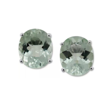 Aretes tipo stud con prasiolita (8 ct tw) en plata esterlina