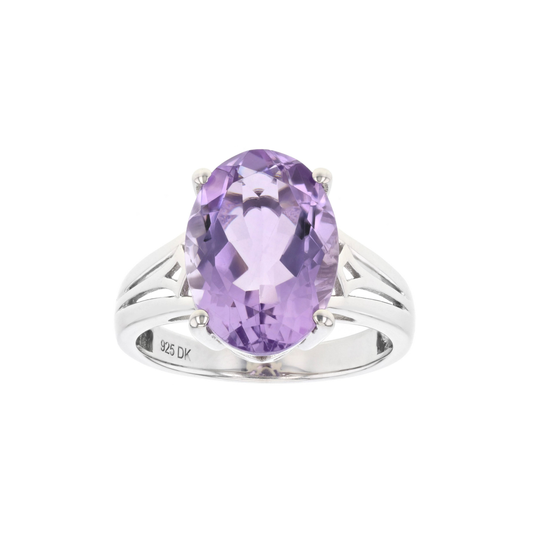Anillo con Amatista Lavanda en Baño de Rodio sobre Plata Esterlina (4.51 cttw)