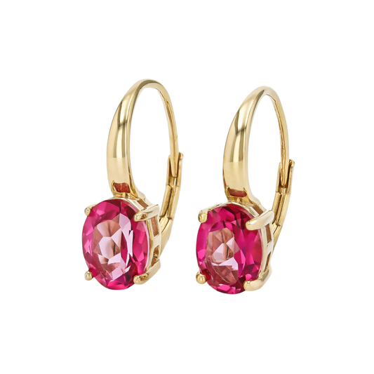 Aretes con Topacio Rosa en Baño de Oro Amarillo 18K sobre Plata Esterlina (4.05 cttw)