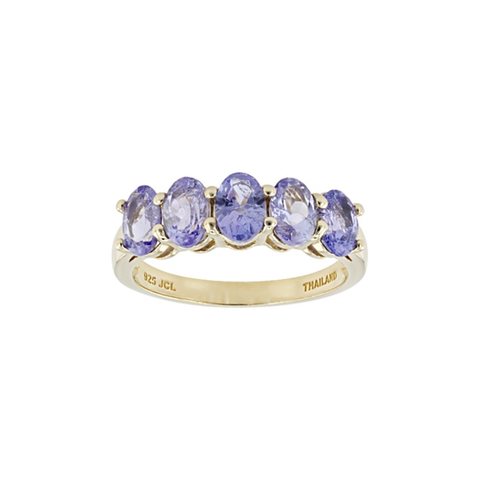 Anillo con Tanzanitas en Baño de Oro Amarillo 14K sobre Plata Esterlina (2.35 cttw)