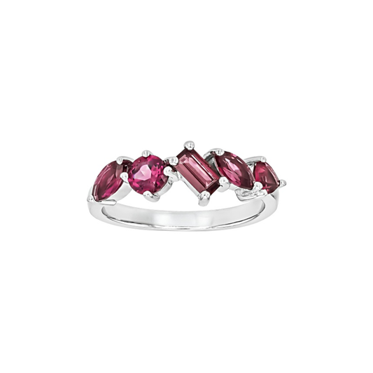 Anillo con Rodolita en Baño de Rodio sobre Plata Esterlina (1.39 cttw)