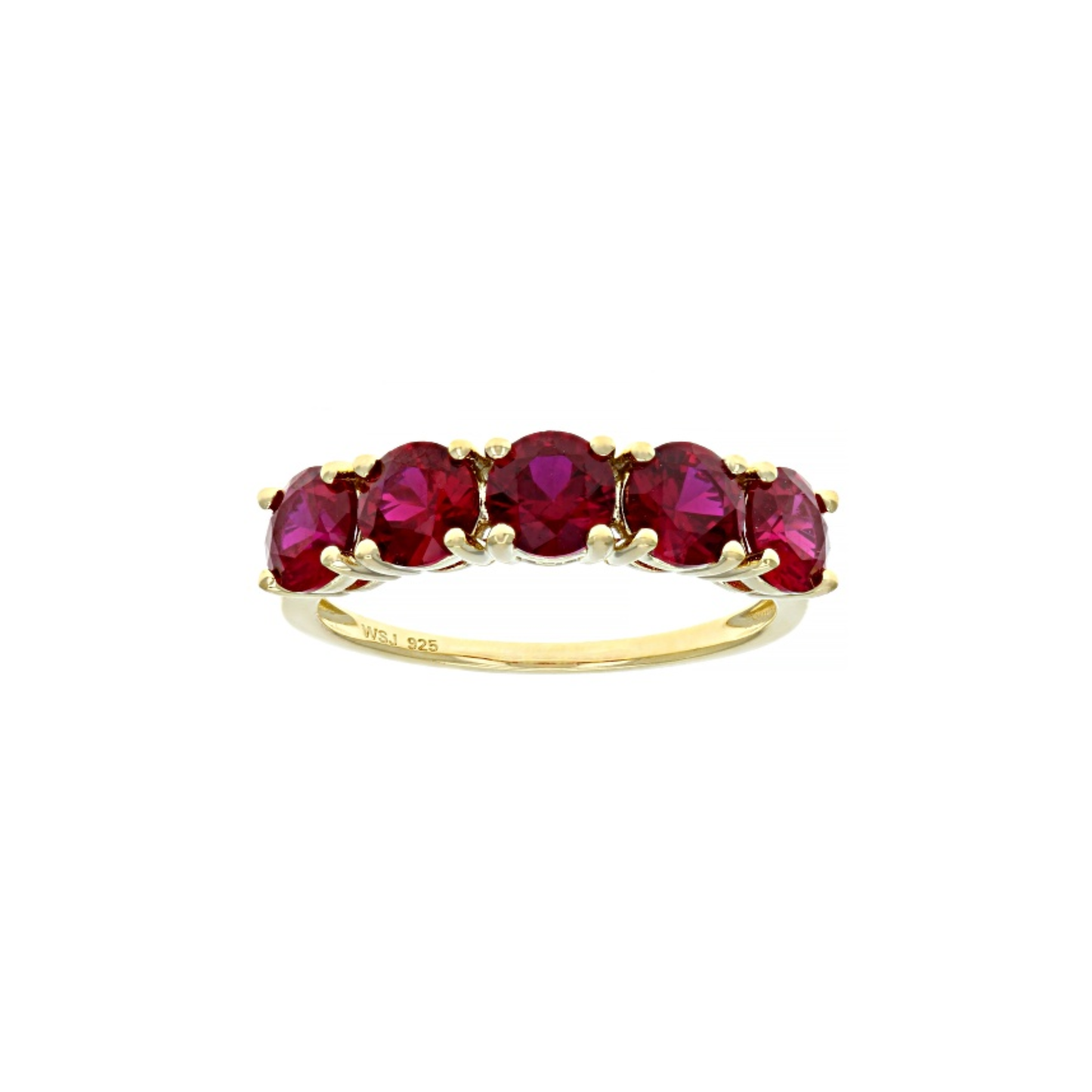 Anillo con Rubíes de Laboratorio en Baño de Oro Amarillo 18K sobre Plata Esterlina (2.61 cttw)
