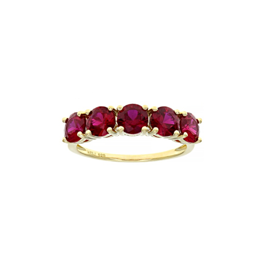 Anillo con Rubíes de Laboratorio en Baño de Oro Amarillo 18K sobre Plata Esterlina (2.61 cttw)