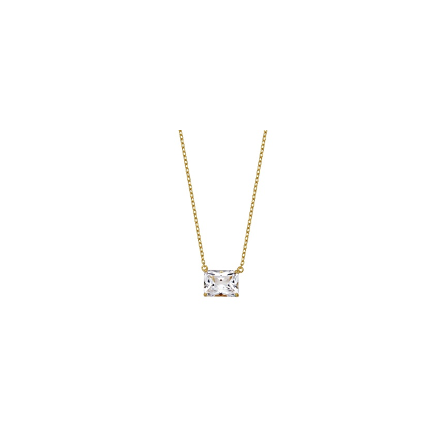 Collar con Zafiro Blanco en Corte Radiante en Baño de Oro Amarillo 18K sobre Plata Esterlina (2.22 cttw)