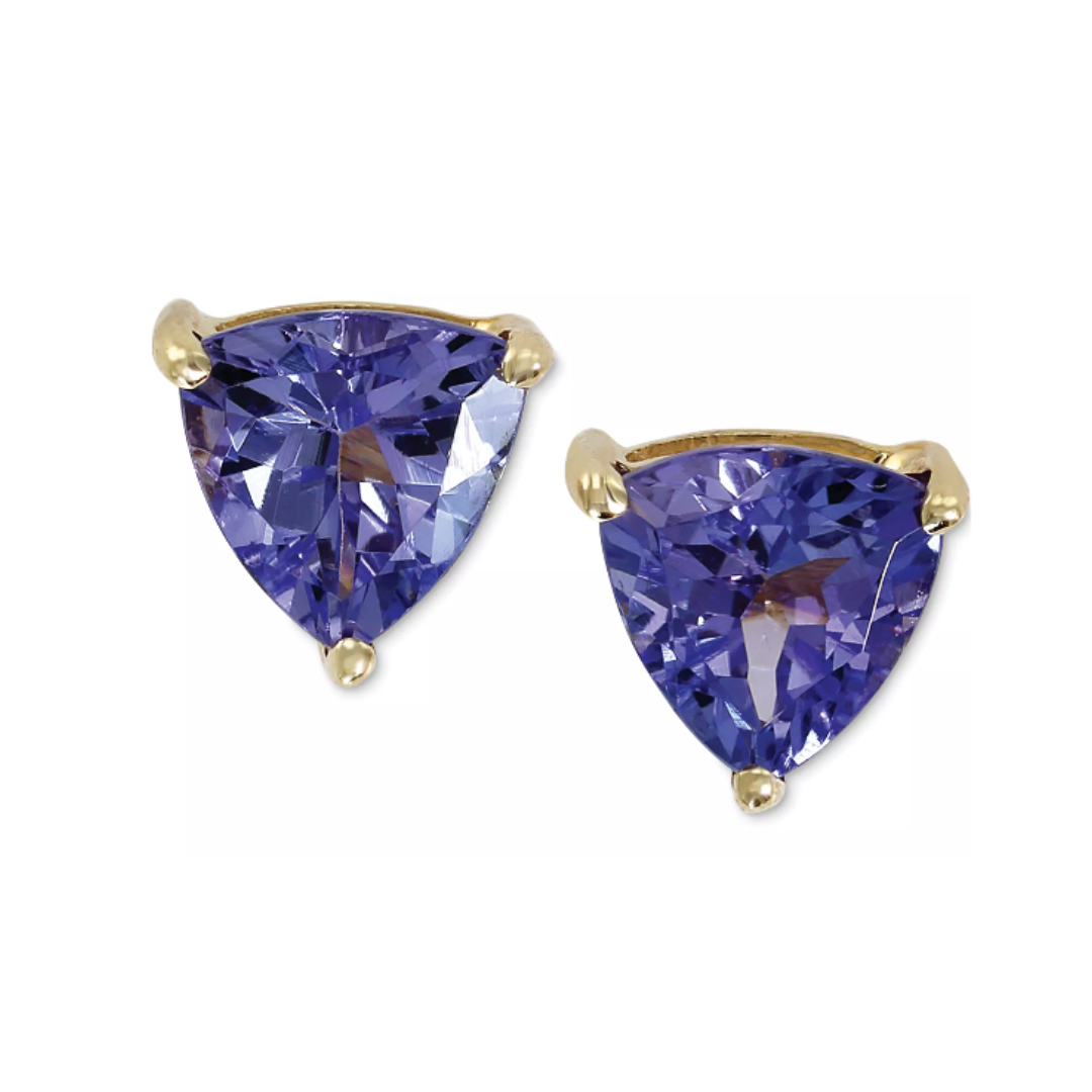 Aretes tipo Studs 1ctw Tanzanita Oro Amarillo de 14k