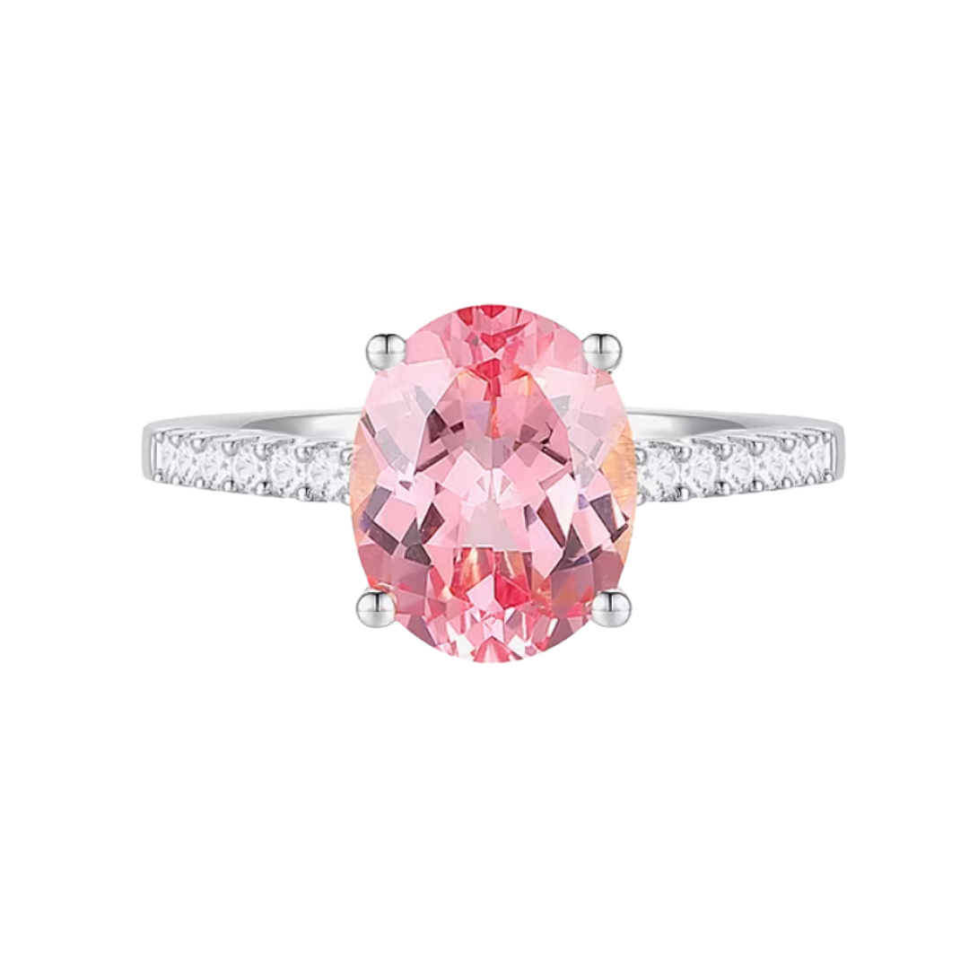 Anillo Solitario Zafiro Rosa Laboratorio En Plata