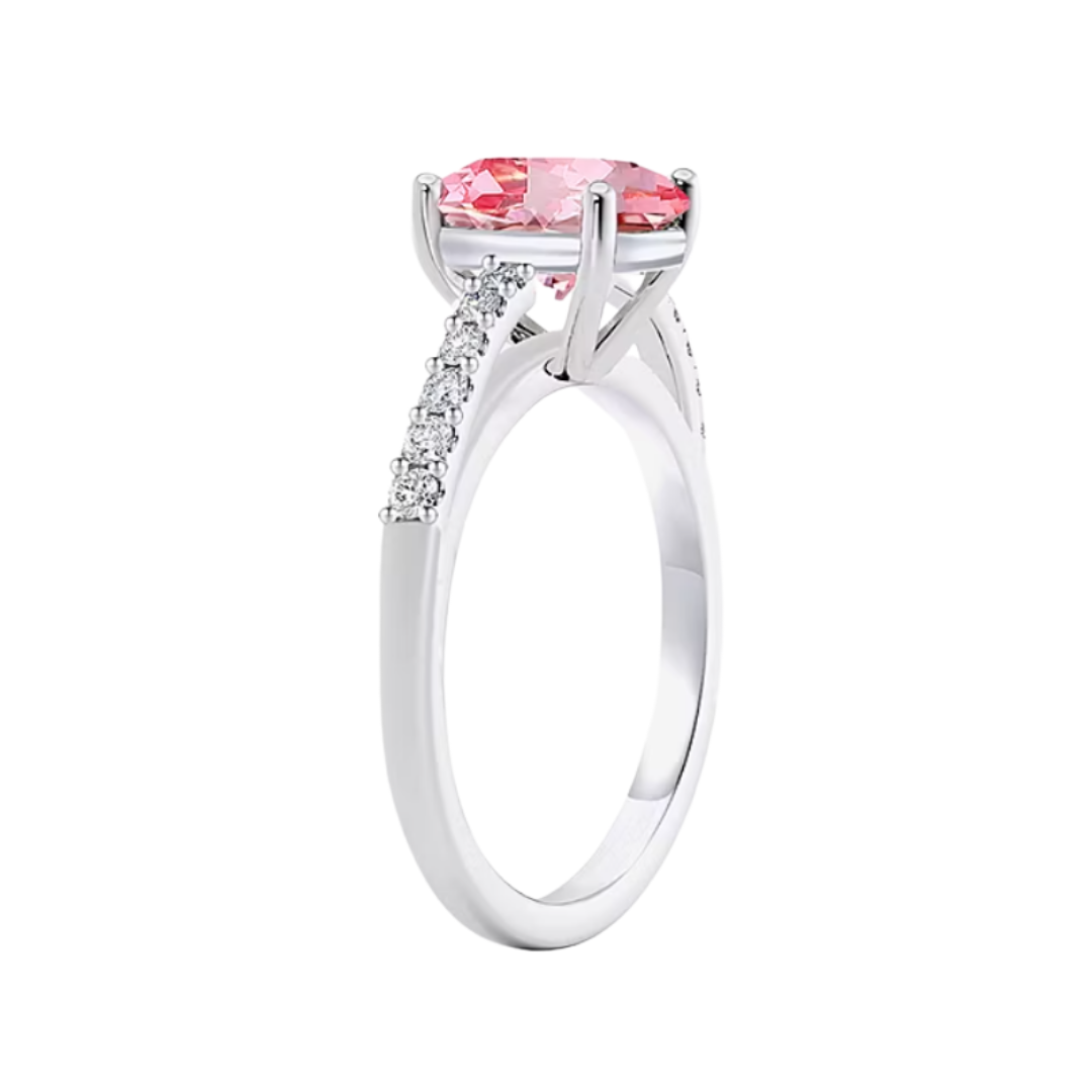 Anillo Solitario Zafiro Rosa Laboratorio En Plata