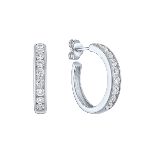 Aretes Arracadas Zafiro Blanco de Laboratorio 20mm en Plata