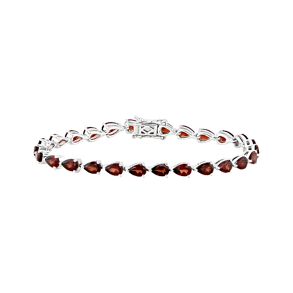 Brazalete 11.5 cttw Granate Rojo en Plata con baño de Rodio