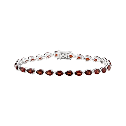 Brazalete 11.5 cttw Granate Rojo en Plata con baño de Rodio