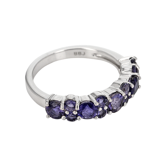 Anillo Iolita Morada 1.16cttw Plata con baño de Rodio