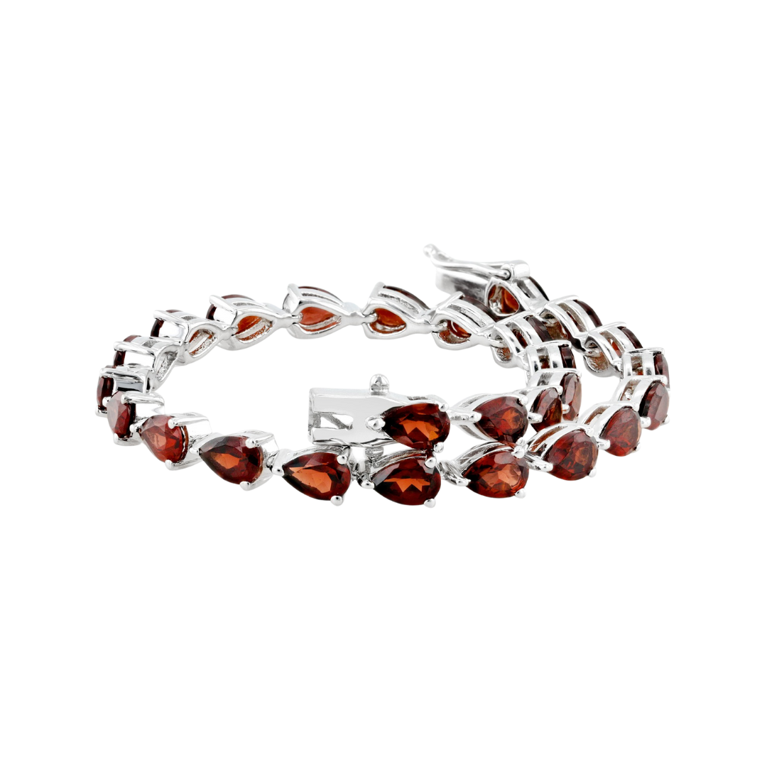 Brazalete 11.5 cttw Granate Rojo en Plata con baño de Rodio