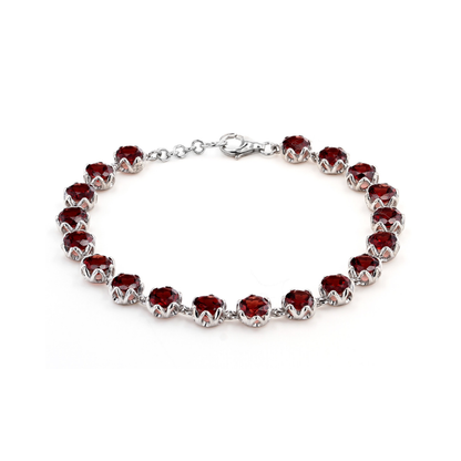 Brazalete Tennis Granate 17.44cttw Plata con baño de Rodio 7.25 In