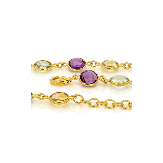 Collar 48.65cttw Multi Gemas Naturales Plata con Baño de oro 18k  18Inc