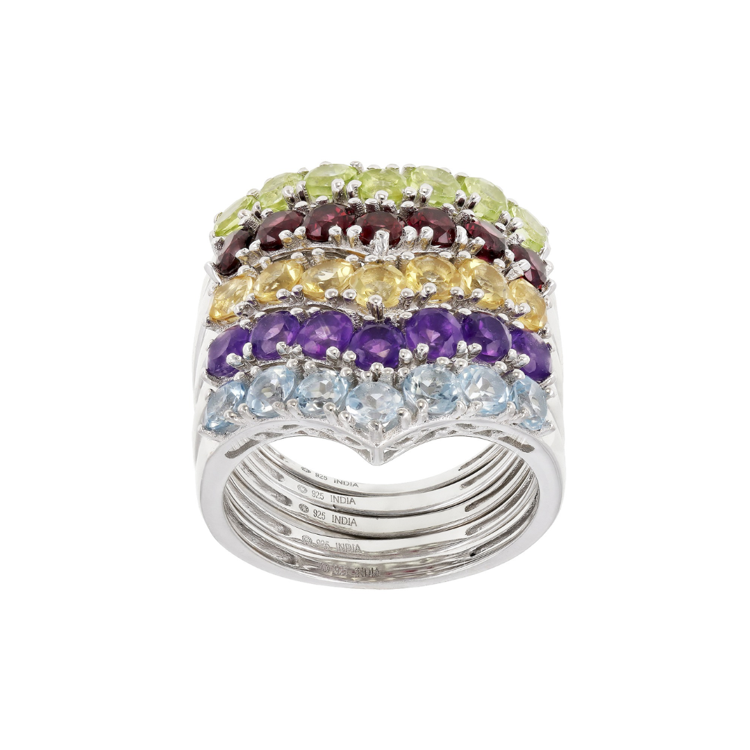 Anillo Churumbela Piedra Natural Plata con Baño de Rodio