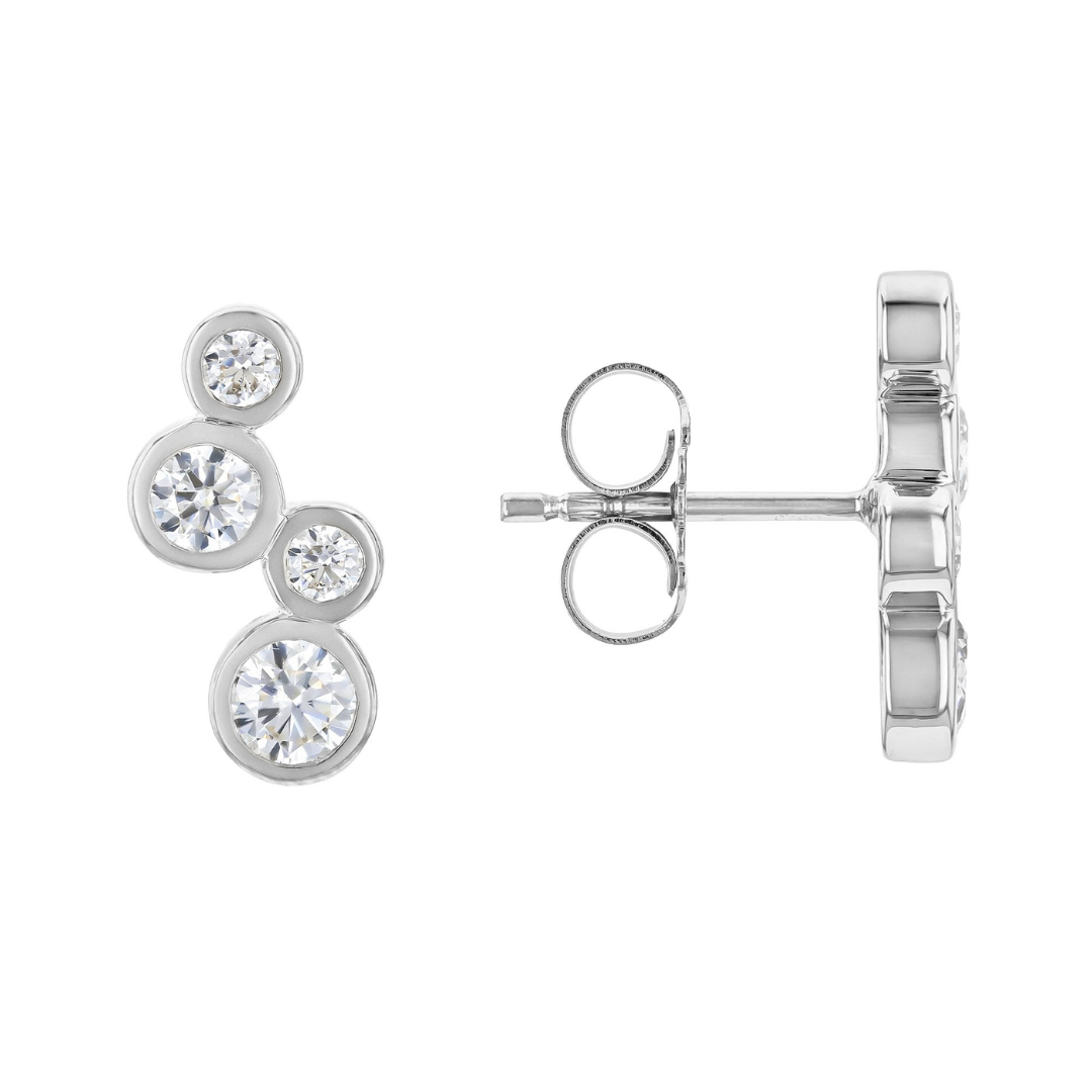 Aretes Studs Moissanita 1.02 cttw Plata con Baño de Platino