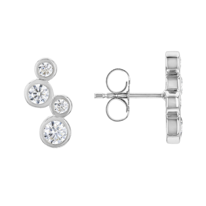 Aretes Studs Moissanita 1.02 cttw Plata con Baño de Platino