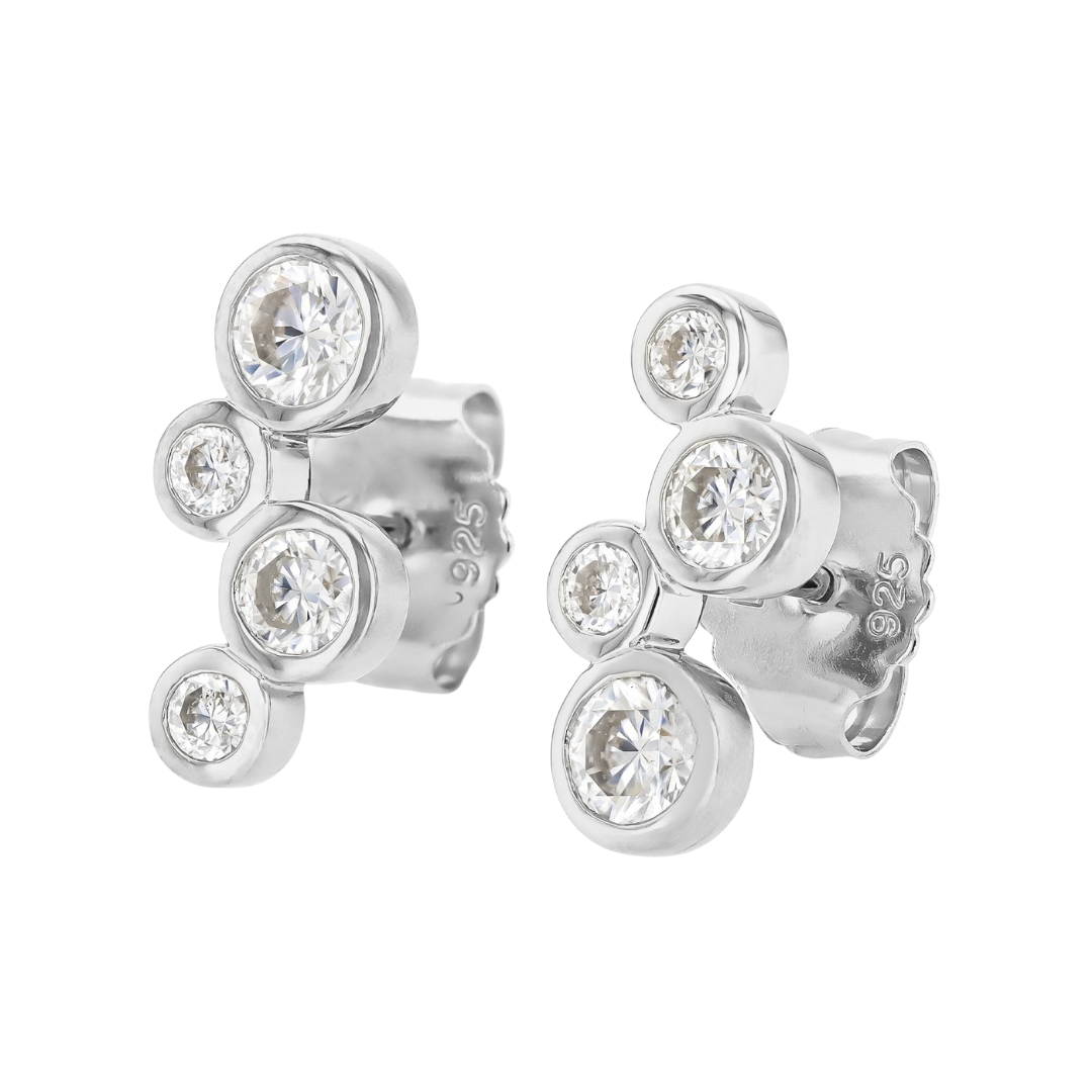 Aretes Studs Moissanita 1.02 cttw Plata con Baño de Platino