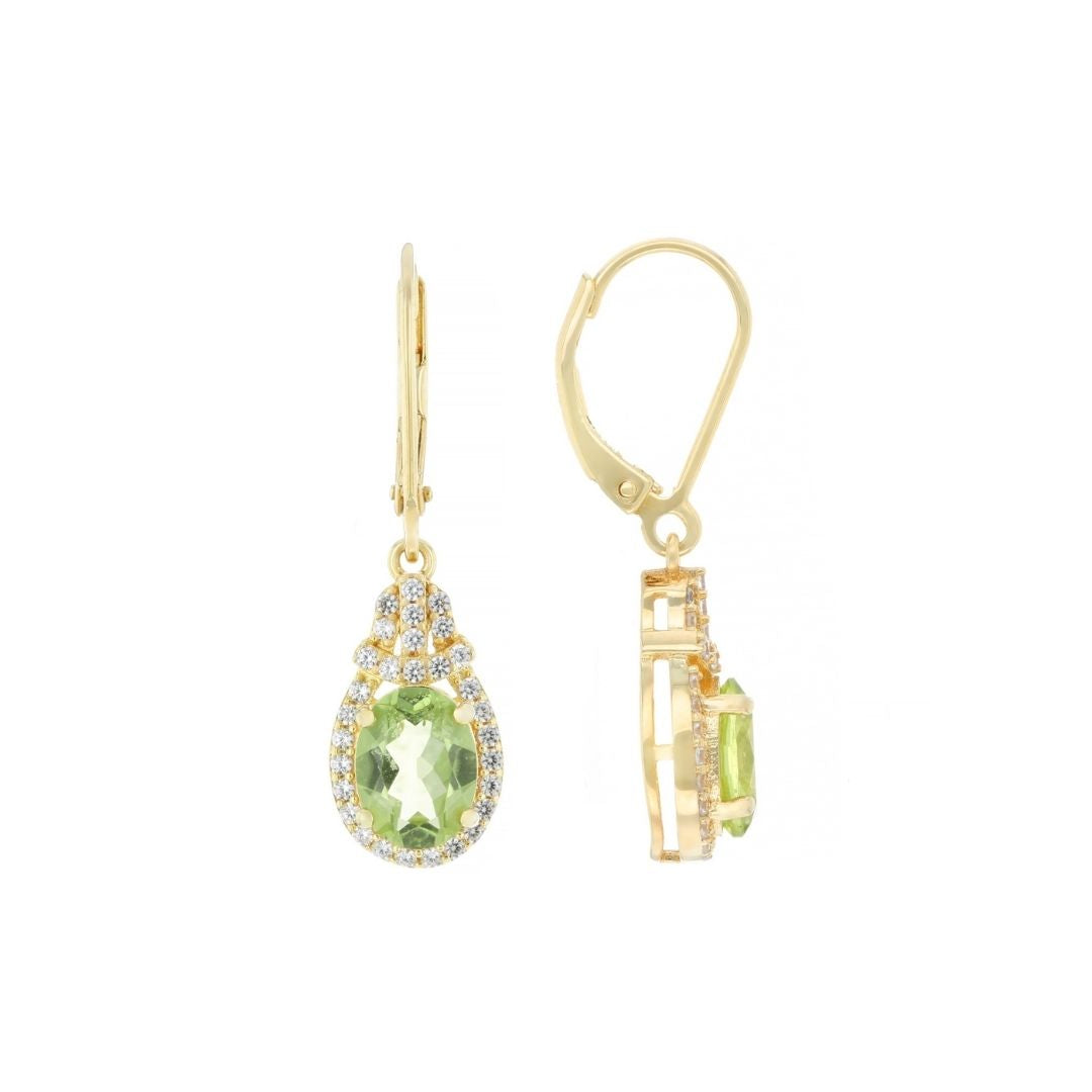 Aretes 2.04cttw Peridotos con Circón en Plata con Baño de Oro 18k
