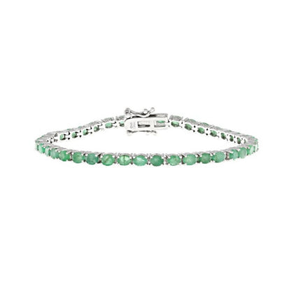 Brazalete 5.50 ctw Esmeralda en Plata con Baño de Rodio