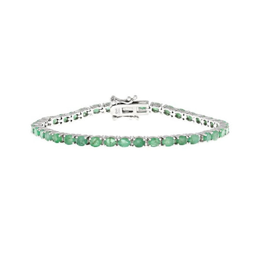 Brazalete 5.50 ctw Esmeralda en Plata con Baño de Rodio