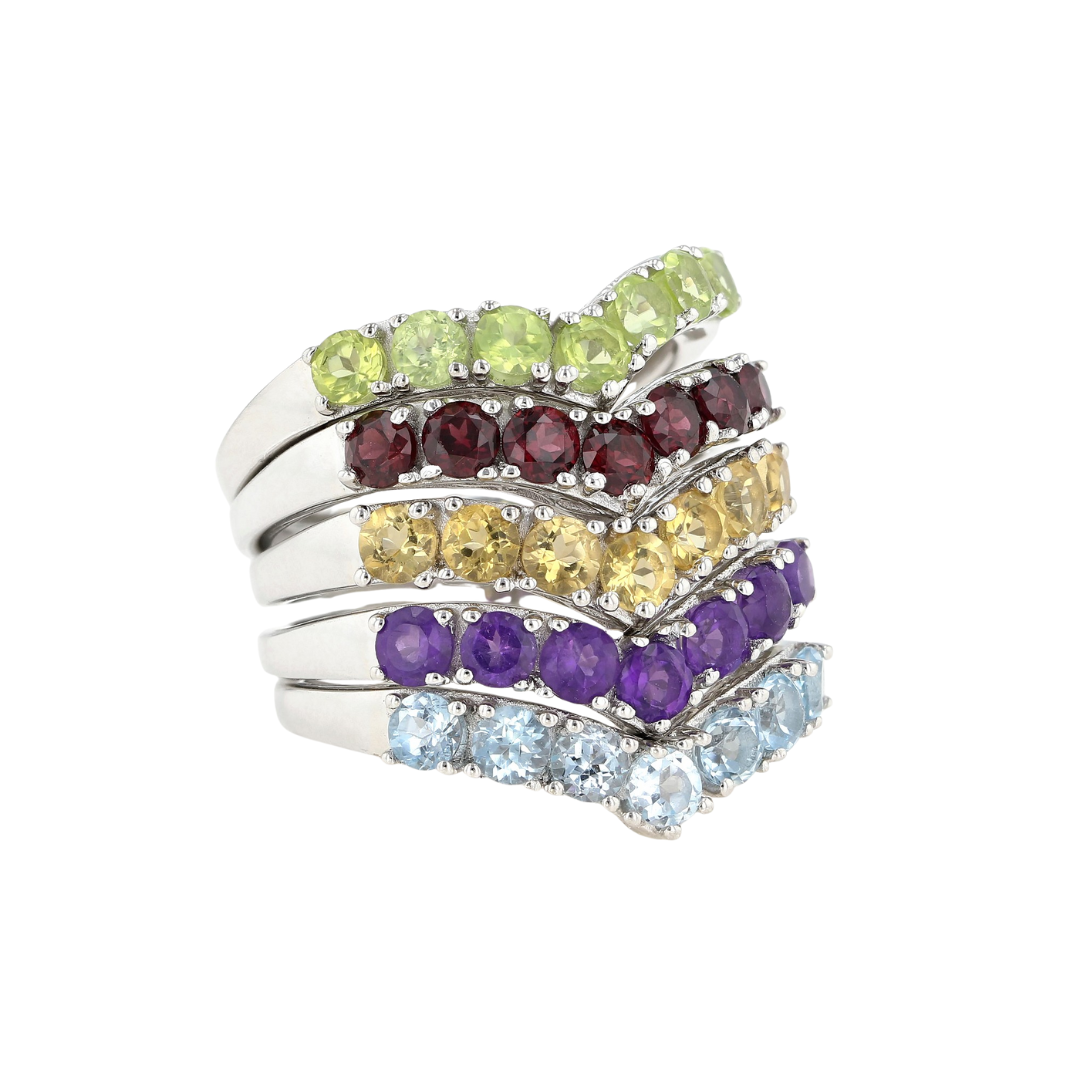 Anillo Churumbela Piedra Natural Plata con Baño de Rodio