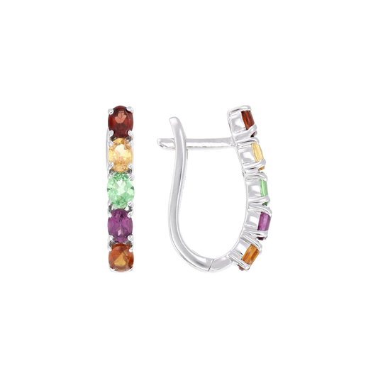 Aretes Arracadas 1.78 cttw Multi-Granate Plata sobre Rodio